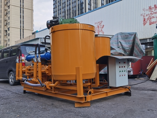 Piston Grout Pump Station With Two Barrels Concrete Cement Mixing Storage Barrel